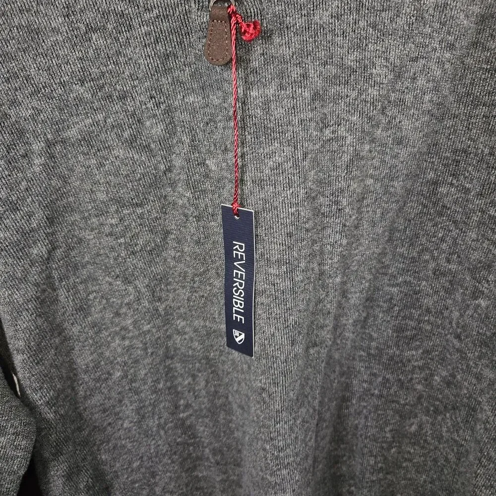 Cremieux 2XT Quarter Zip Sweater‎ Gray Cotton Pullover Elbow Patch Reversible